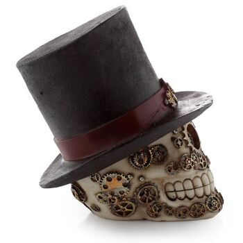 Crâne de style steampunk avec chapeau haut de forme 3