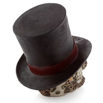 Crâne de style steampunk avec chapeau haut de forme 4