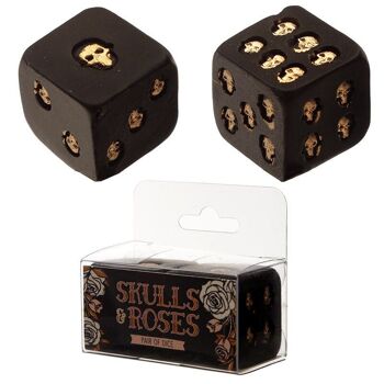 Set de 2 dés Skulls and Roses Skulls Noir et Or 5