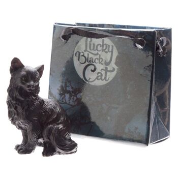 Chat noir porte-bonheur dans un mini sac cadeau 4