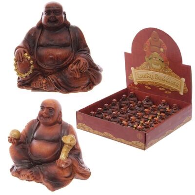 Mini Wood Effect Lucky Buddha Collectable