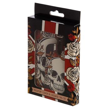 Skulls & Roses Porte-passeport et porte-cartes et étiquette de bagage 2