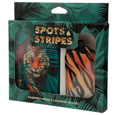 Ensemble porte-passeport et étiquette de bagage Big Cat Spots & Stripes