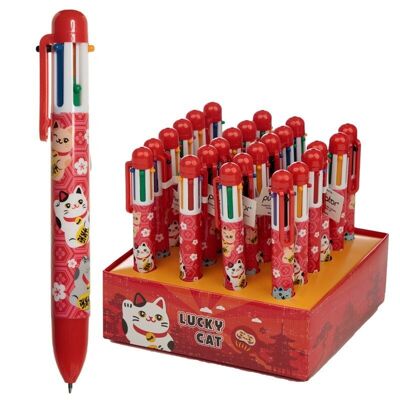 Maneki Neko Lucky Cat Multi Colour Pen (6 Colours)