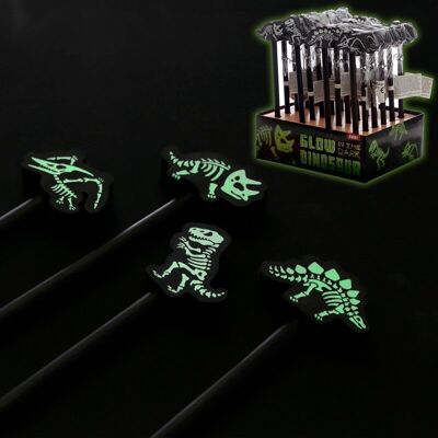 Dinosaur Pencil with Glow in the Dark Skeleton Eraser Topper