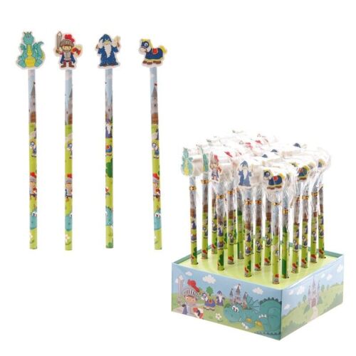 Cartoon Knight Pencil with Eraser Topper