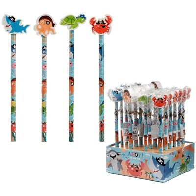 Ahoy Ocean Pirate Friends Pencil with Eraser Topper