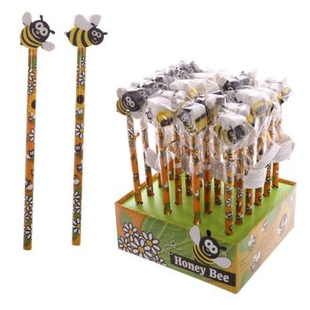 Crayon mignon d'abeille de miel avec la gomme à effacer 4