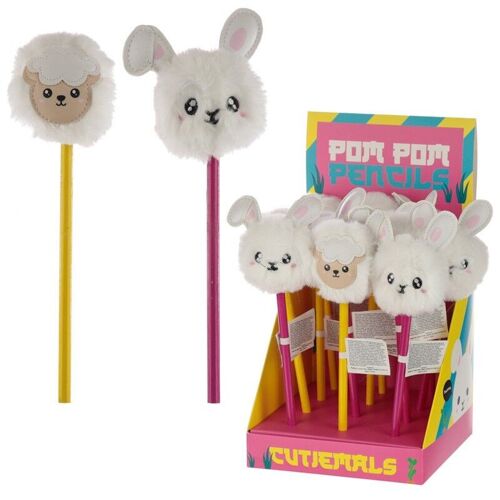 Adoramals Bunny Rabbit and Sheep Pom Pom Pencil