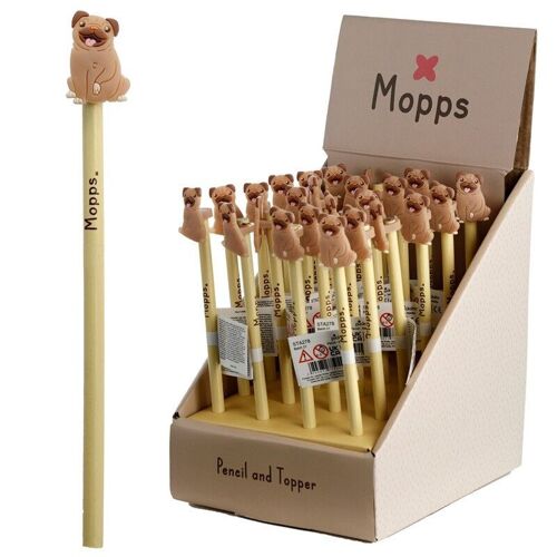 Mopps Pug Pencil with PVC Topper