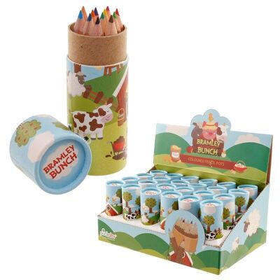 Bramley Bunch Farm Pencil Pot with 12 Colouring Pencils