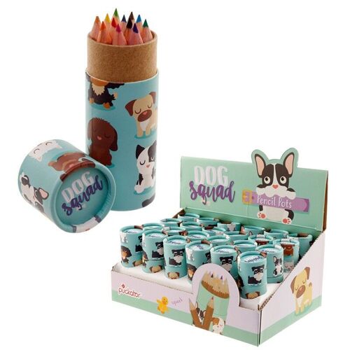 Dog Squad Pencil Pot with 12 Colouring Pencils