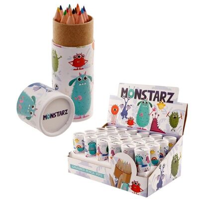 Monstarz Monster Pencil Pot con 12 lápices de colores