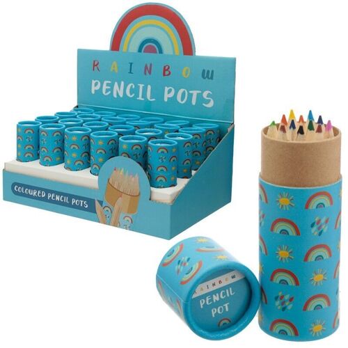 Rainbow Pencil Pot with 12 Colouring Pencils