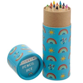 Pot à crayons arc-en-ciel avec 12 crayons de couleur 2