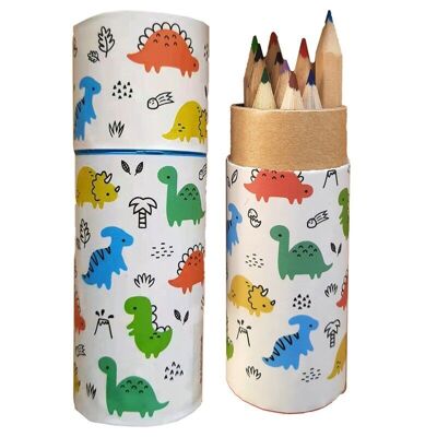 Pot à crayons Dinosauria avec 12 crayons de couleur