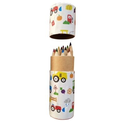 Little Tractors Pencil Pot with 12 Colouring Pencils