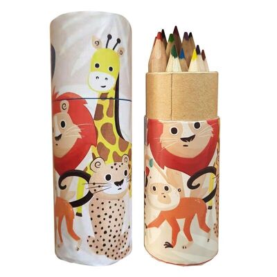 Zooniverse 2022 Pencil Pot with 12 Colouring Pencils