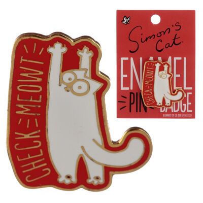 Insignia de pin esmaltado coleccionable de Simon's Cat CHECK MEOWT