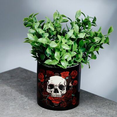Skulls & Roses Blumentopf aus Keramik für den Innenbereich – groß