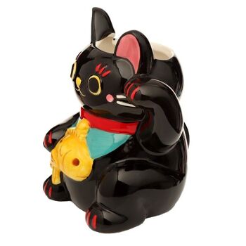 Pot de fleurs/pot de fleurs d'intérieur en céramique noir Maneki Neko Lucky Cat 10
