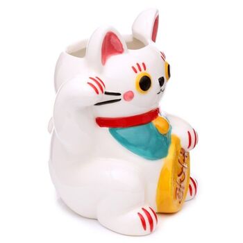 Pot de fleurs/pot de fleurs d'intérieur en céramique blanc Maneki Neko Lucky Cat 10