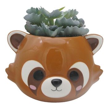 Jardinière/pot de fleurs en céramique en forme de tête de panda rouge 1