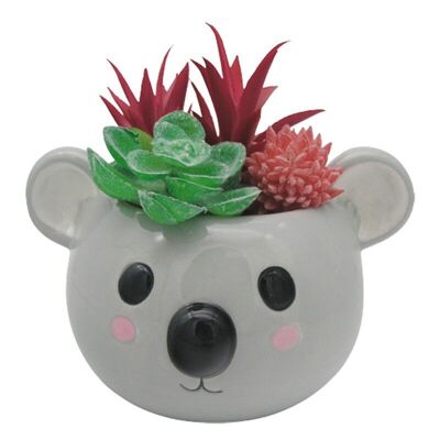 Jardinera de cerámica con forma de cabeza de koala/maceta