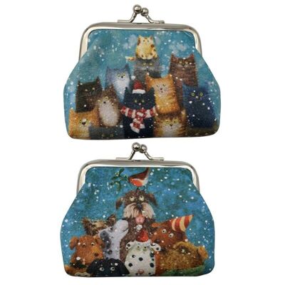 Jan Pashley Christmas Cats and Dogs Tic Tac Purse