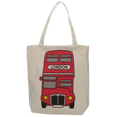 London Bus Reusable Zip Up Cotton Bag