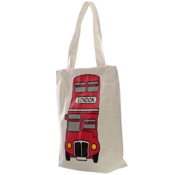 Sac en coton zippé réutilisable London Bus 2