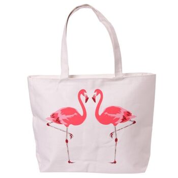 Sac en coton zippé réutilisable Flamingo Design 1