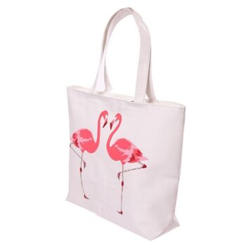 Sac en coton zippé réutilisable Flamingo Design 5