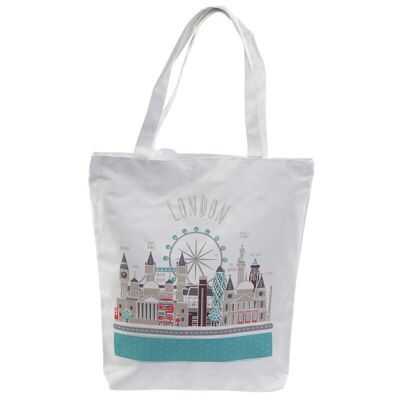 London Icons Reusable Zip Up Cotton Bag