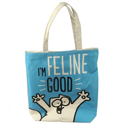 I'm Feline Good Simon's Cat Reusable Zip Up Cotton Bag