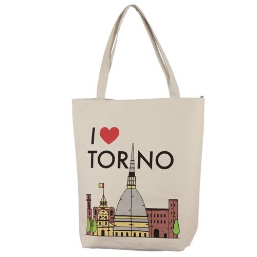 I Heart Torino Reusable Zip Up Cotton Bag