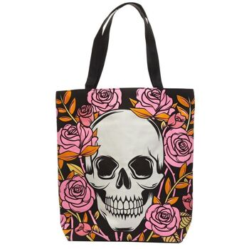 Sac en coton zippé réutilisable Skulls and Roses 1