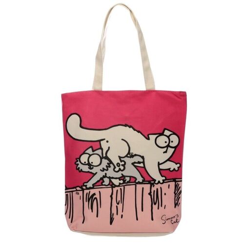 New Pink Simon's Cat Reusable Zip Up Cotton Bag