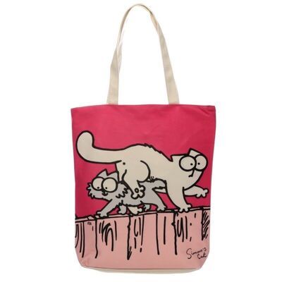 Nouveau sac en coton rose Simon's Cat réutilisable à fermeture éclair