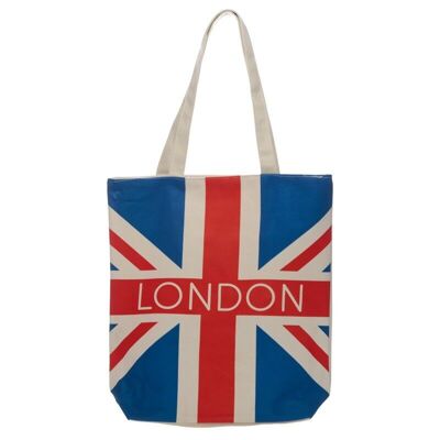 Bolsa de algodón reutilizable con cremallera y bandera de la Union Jack de Londres