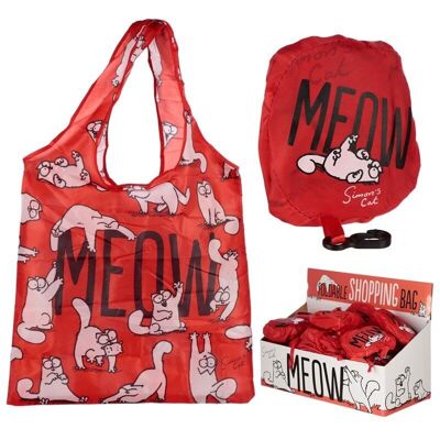 Foldable Reusable Shopping Bag - Simon's Cat MEOW Design