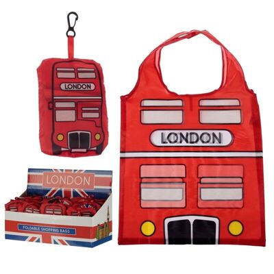 Foldable Reusable Shopping Bag - London Icons London Bus