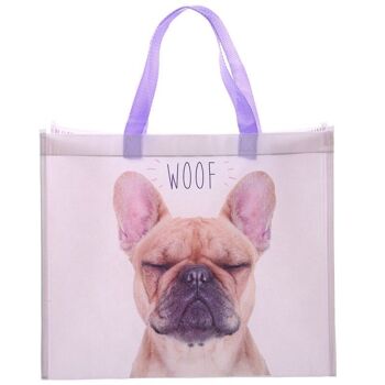 Sac à provisions réutilisable WOOF bouledogue français 3