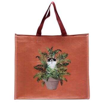 Kim Haskins Floral Cat in Fern Red RPET Shopping Bag 2