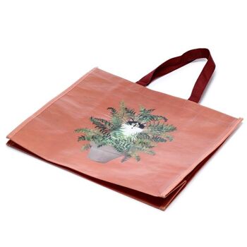 Kim Haskins Floral Cat in Fern Red RPET Shopping Bag 4