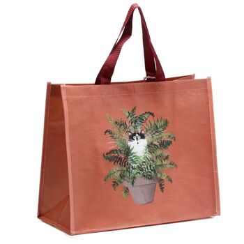 Kim Haskins Floral Cat in Fern Red RPET Shopping Bag 7