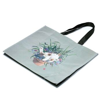 Kim Haskins Floral Cat in Plant Pot Vert Sac à provisions en RPET 8