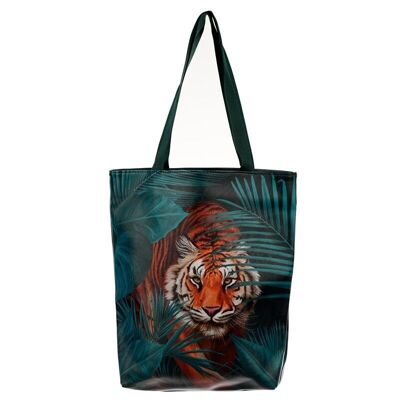 Spots and Stripes Big Cat Zip Up Reusable Tote Shopping Bag
