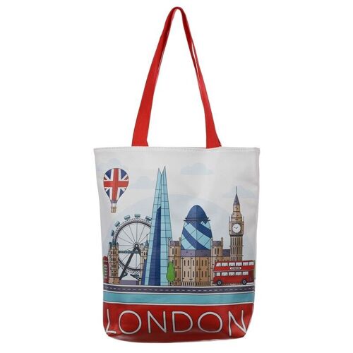 London Icons Zip Up Reusable Tote Shopping Bag