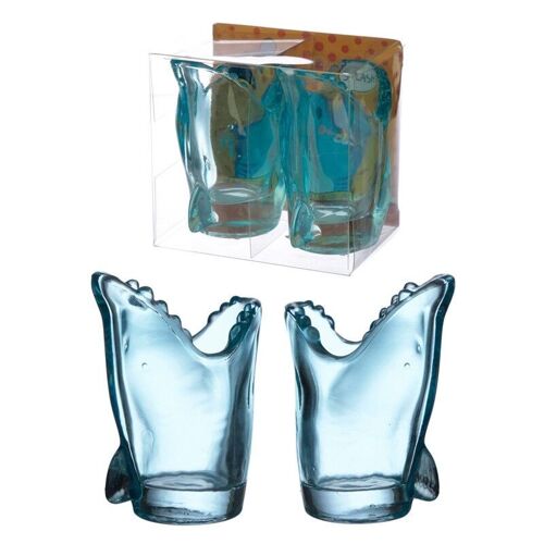 Set of 2 Shark Cafe Glass Shark Shot Glasses (45ml)